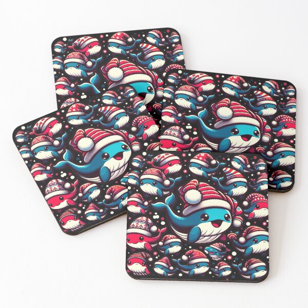 Item preview, Classic funny whales in Santa hats designed and sold by ArtFeverShop.