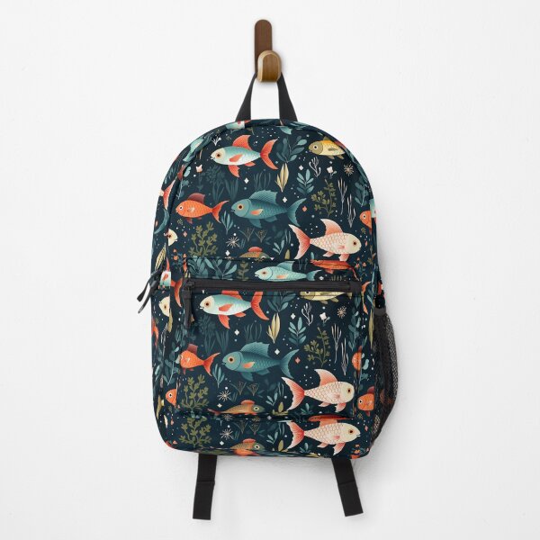 Item preview, Underwater Gold Fish swimming on dark background designed and sold by NikkofTime.