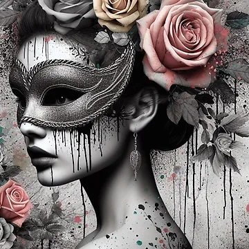 Artwork thumbnail, LADY WITH MASK, ROSES... PARROT, FOREST by SCOTTYBOYART