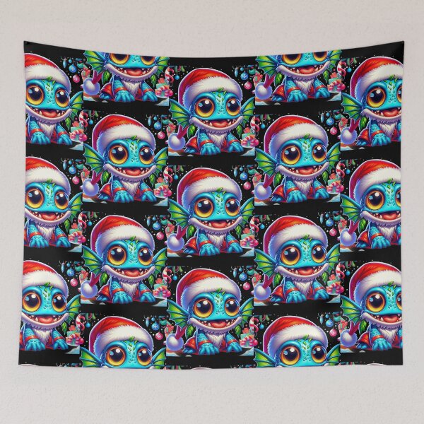 Item preview, Joyful Baby Murloc in Santa Hat: Christmas Adventure designed and sold by ArtFeverShop.