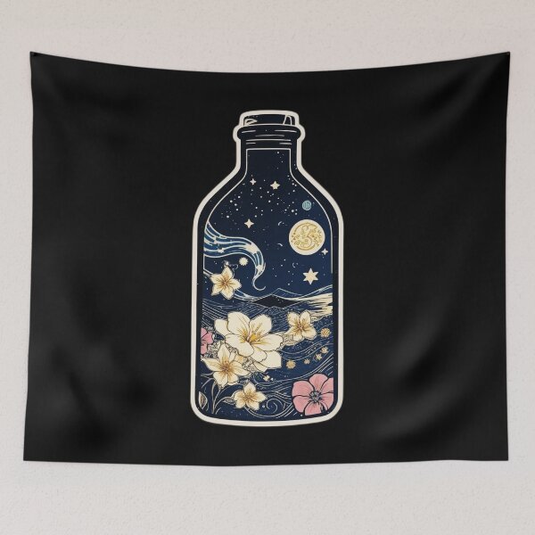 Item preview, Starry Night Message in a Bottle with Hawaiian Flowers designed and sold by NautiChic.