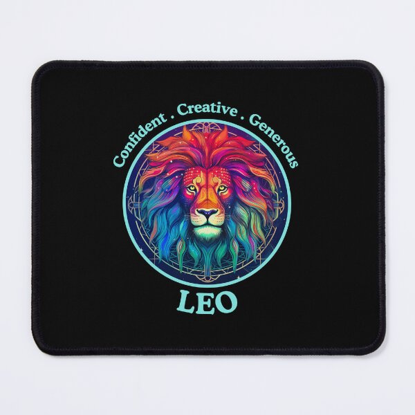 Item preview, Vibrant Leo zodiac in a circle- Horescope/SunSign Theme  on  black back ground designed and sold by CosmicNook1.
