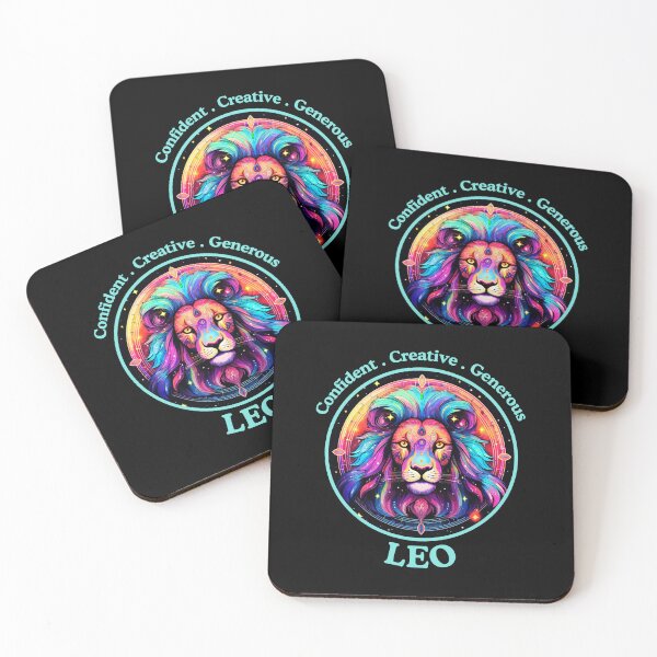 Item preview, Vibrant Daily Horoscopes  Leo zodiac in a circle- Horescope/SunSign Theme  on  black back ground designed and sold by CosmicNook1.