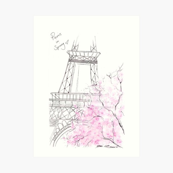 Watercolour & Ink Fashion Illustration Titled Paris in Spring Art Print