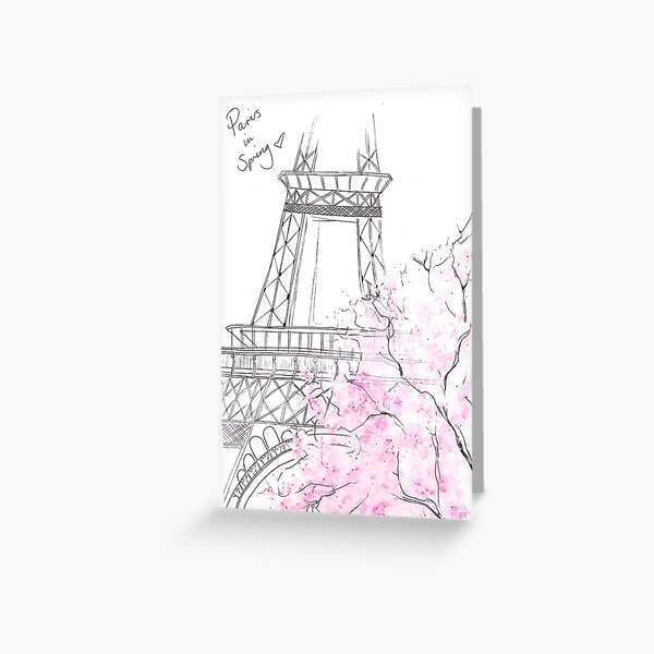 Watercolour & Ink Fashion Illustration Titled Paris in Spring Greeting Card
