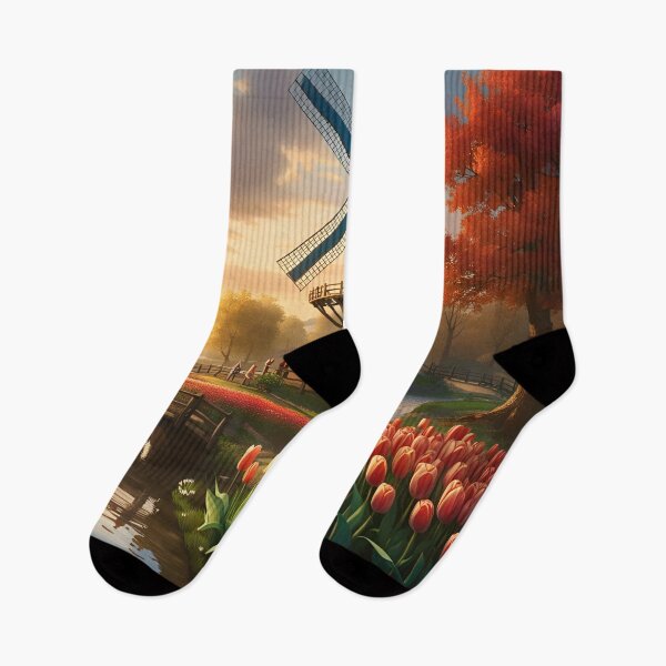 Item preview, Windmill in Dutch Countryside by River with Tulips designed and sold by stine1.