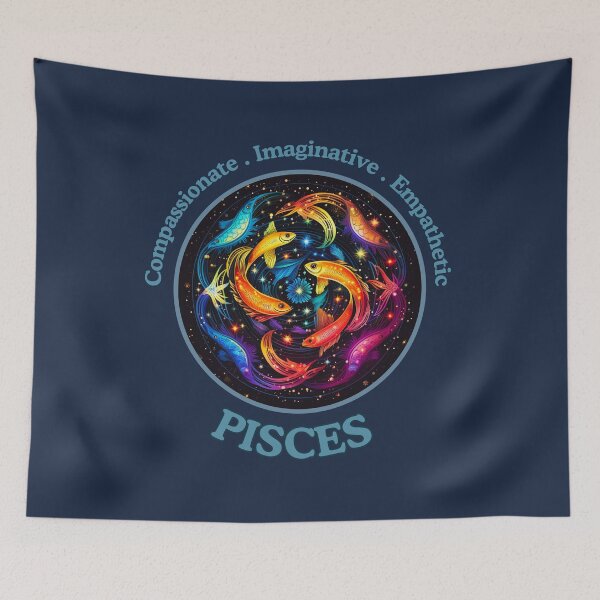 Item preview, Vibrant Daily Horoscopes  Pisces Zodiac- Horescope/SunSign Theme  on blue back ground designed and sold by CosmicNook1.