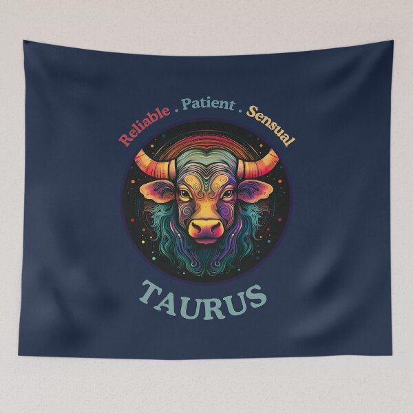 Item preview, Vibrant Taurus zodiac- Horescope/SunSign Theme  on blue back ground designed and sold by CosmicNook1.