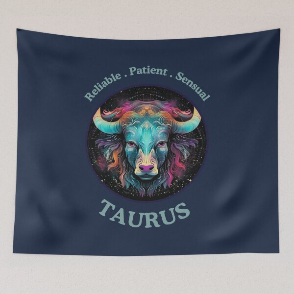 Item preview, Vibrant Taurus zodiac- Horescope/SunSign Theme  on blue back ground designed and sold by CosmicNook1.