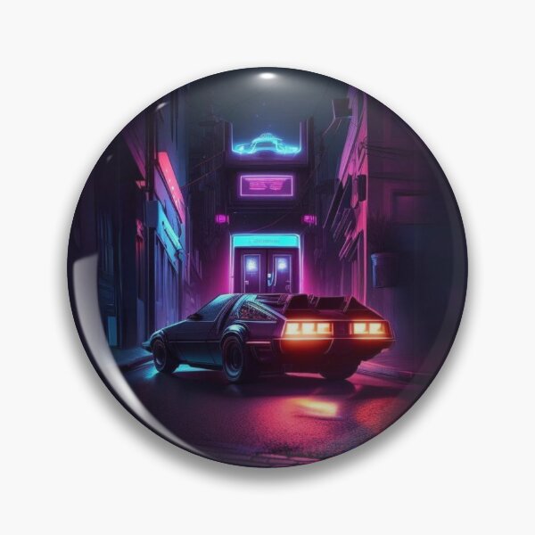 Item preview, car in cyberpunk city designed and sold by TIDALI-Prints.