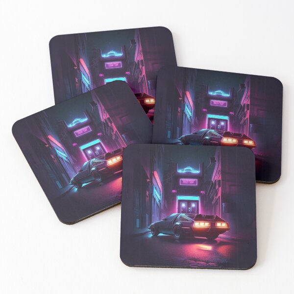 Item preview, car in cyberpunk city designed and sold by TIDALI-Prints.