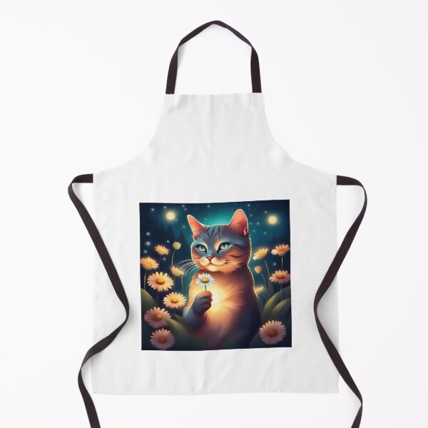 Item preview, cat holding a daisy designed and sold by ReyhansArtWorld.