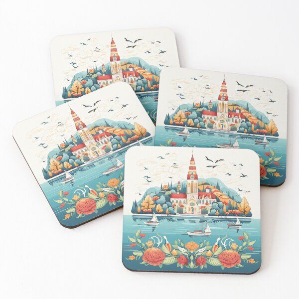Item preview, Hungarian floral folk art with sailing boats on lake Balaton designed and sold by CiniAi.