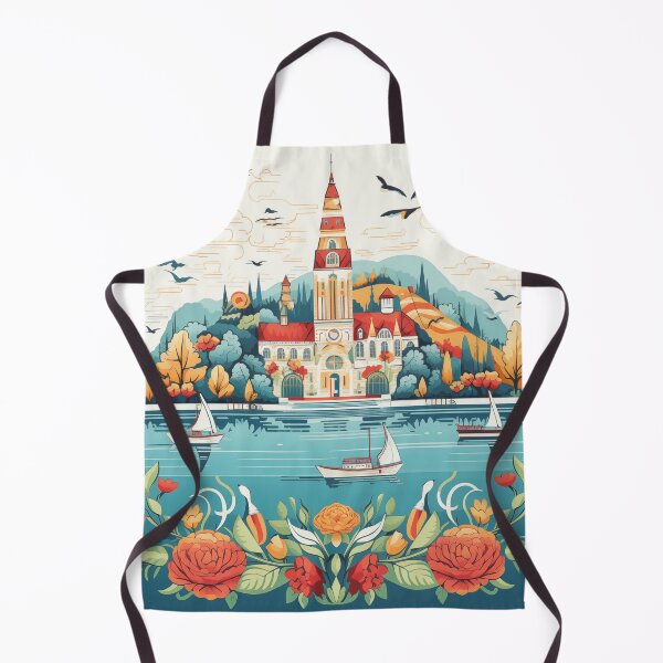 Item preview, Hungarian floral folk art with sailing boats on lake Balaton designed and sold by CiniAi.