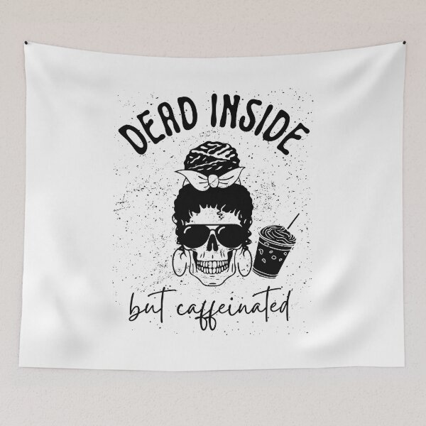 Item preview, Dead inside but caffeinated Mom Bun Skull Coffee  designed and sold by HolyWater SHOP.