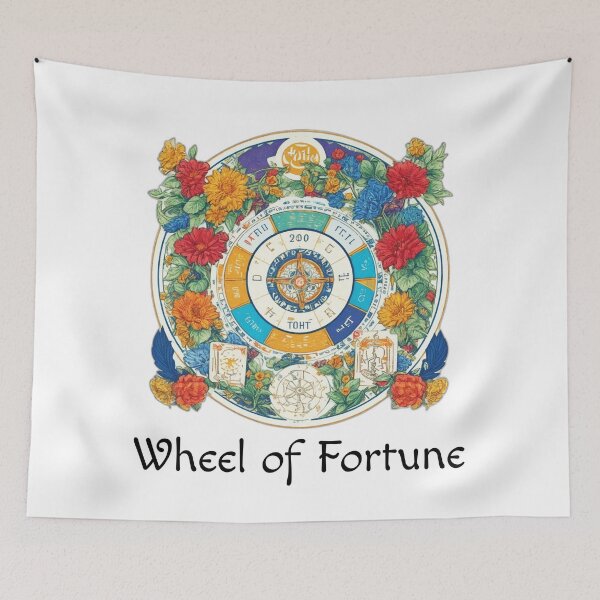Item preview, Major Arcana Wheel of Fortune and Flowers - Good Luck Symbol designed and sold by Pixel Waite.