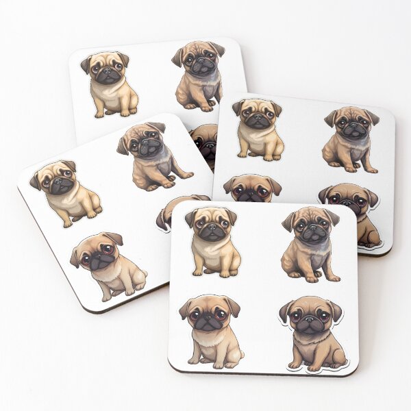Aperçu de l'œuvre Pack d'autocollants pour chiots carlin mignons créée et vendue par NicolasGlowArt.