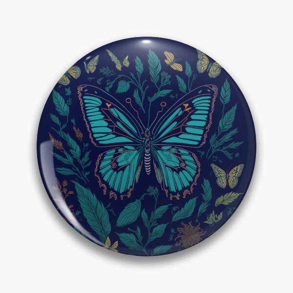 Item preview, blue butterflies and flowers designed and sold by YolaShopOnline.