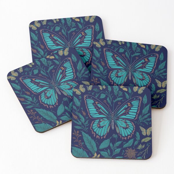 Item preview, blue butterflies and flowers designed and sold by YolaShopOnline.