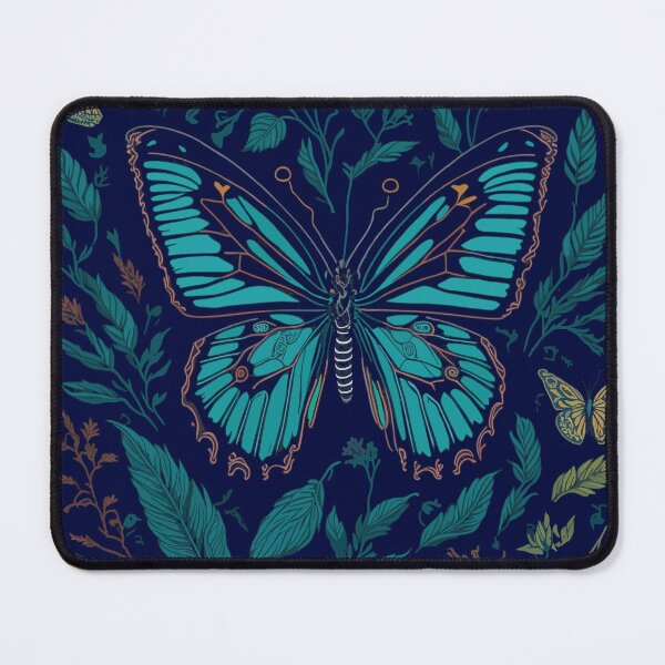 Item preview, blue butterflies and flowers designed and sold by YolaShopOnline.