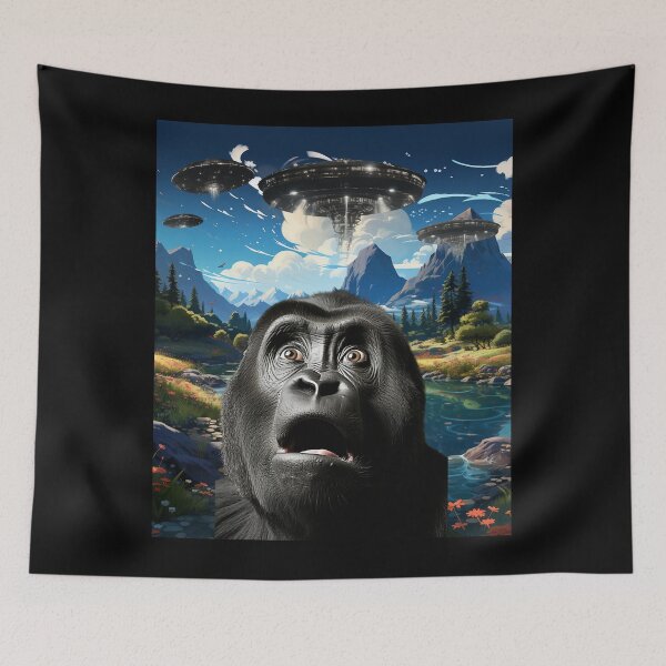 Item preview, Gorilla Selfie with UFOs designed and sold by Master-Print.