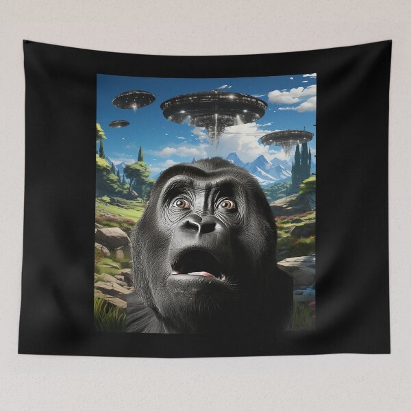 Item preview, Gorilla Selfie with UFOs designed and sold by Master-Print.
