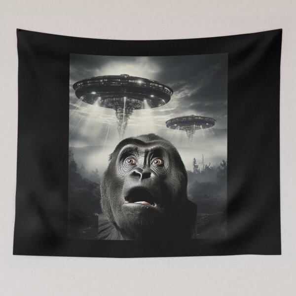 Item preview, Gorilla Selfie with UFOs designed and sold by Master-Print.