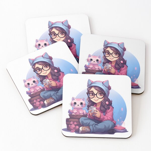 Item preview, Cute pink gamer girl with a cat designed and sold by HappyStickBike.