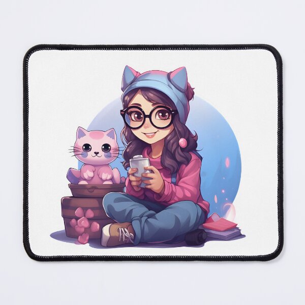 Item preview, Cute pink gamer girl with a cat designed and sold by HappyStickBike.