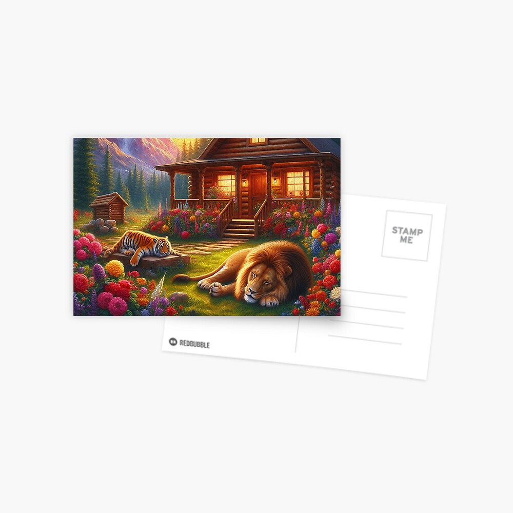 Lion and Tiger Sleeping  Greeting Card
