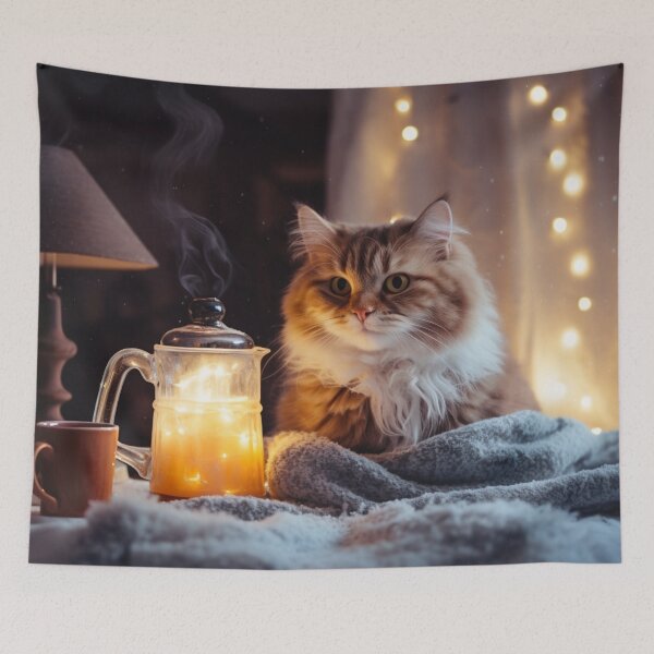 Item preview, Cozy Winter Cozy Cat Grandma Enjoying Tea Earl Grey designed and sold by OliveAndSnow.