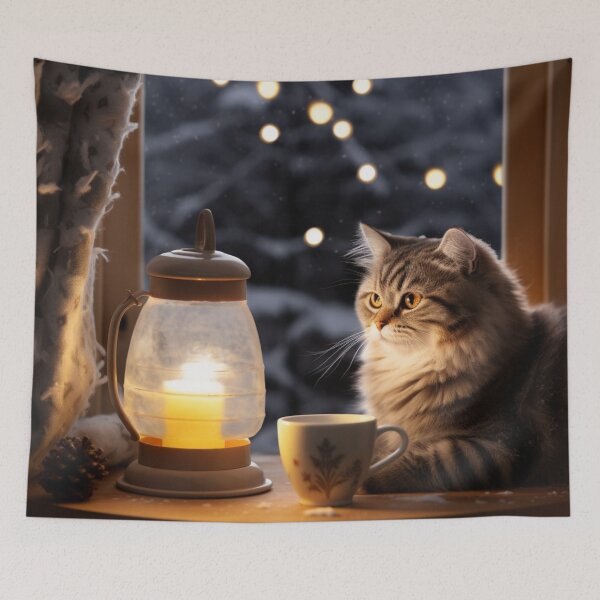Item preview, Cozy Winter Cozy Cat Grandma Enjoying Tea Earl Grey designed and sold by OliveAndSnow.
