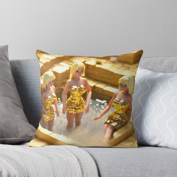 Item preview, doll looking blonde girls wearing golden mini dress partying in a golden jacuzzi designed and sold by thebitsinc.