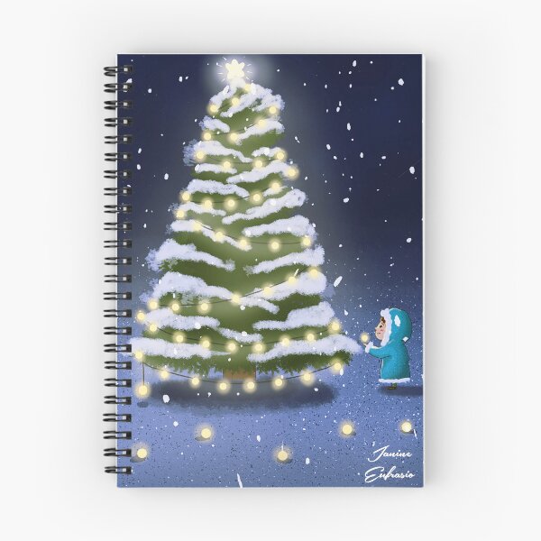 Item preview, Child decorating Christmas tree in the snow designed and sold by NineSketch.