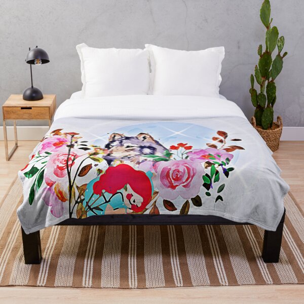 Artikelvorschau, Wolf mit Blumen und Mädchen und noch mehr Blumen entworfen und verkauft von Olojo.