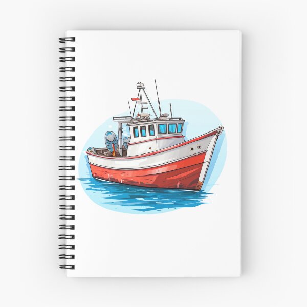 Item preview, Orange fishing boat designed and sold by DiveIntoDesigns.