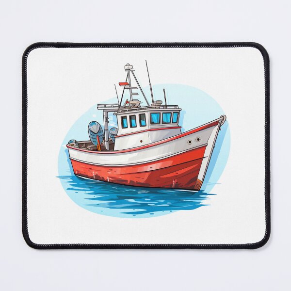 Item preview, Orange fishing boat designed and sold by DiveIntoDesigns.