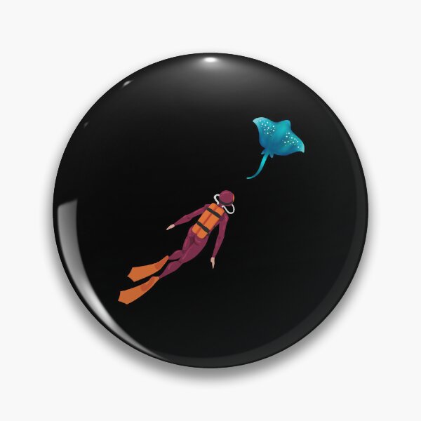 Item preview, diver observes a stingray, minimalistic graphics for diving addict designed and sold by in-leggings.