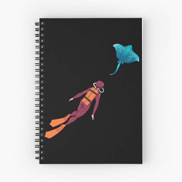 Item preview, diver observes a stingray, minimalistic graphics for diving addict designed and sold by in-leggings.