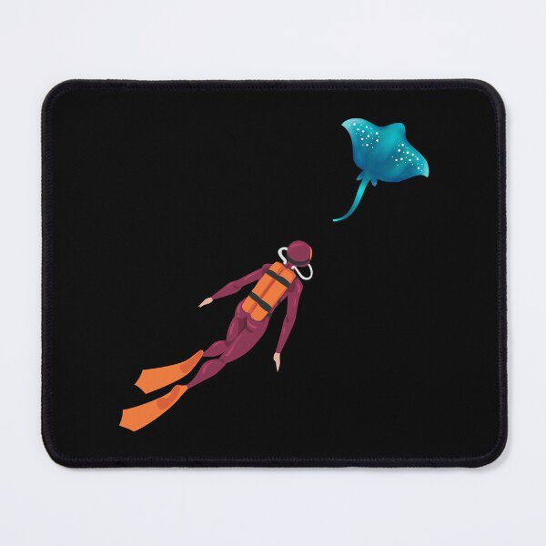 Item preview, diver observes a stingray, minimalistic graphics for diving addict designed and sold by in-leggings.