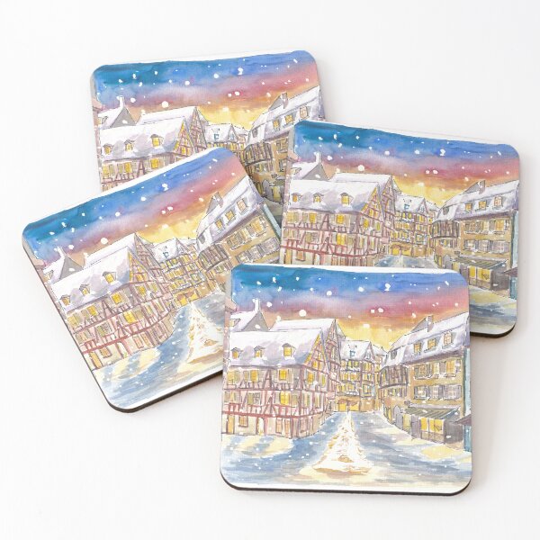 Item preview, Snowing and Festive Colmar in Alsace with Old Town designed and sold by artshop77.
