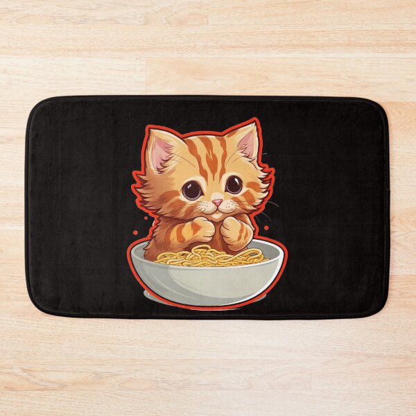 Aperçu de l'œuvre doux chaton mangeant des spaghettis créée et vendue par supersanko.