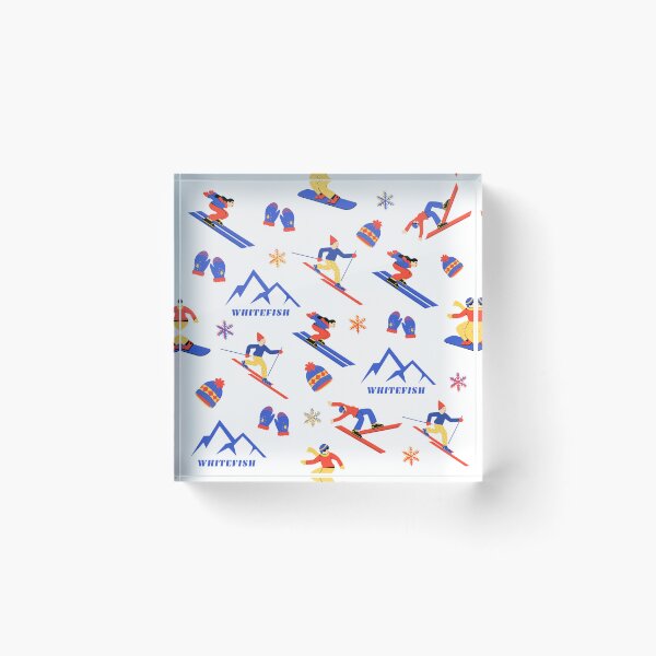 Item preview, Whitefish Mountain Montana Ski Snowboard seamless pattern designed and sold by Vintage-TM.