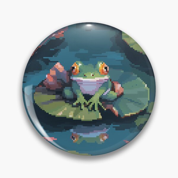 Item preview, Frog sitting on a lily pad- pixel art designed and sold by octoboobs.