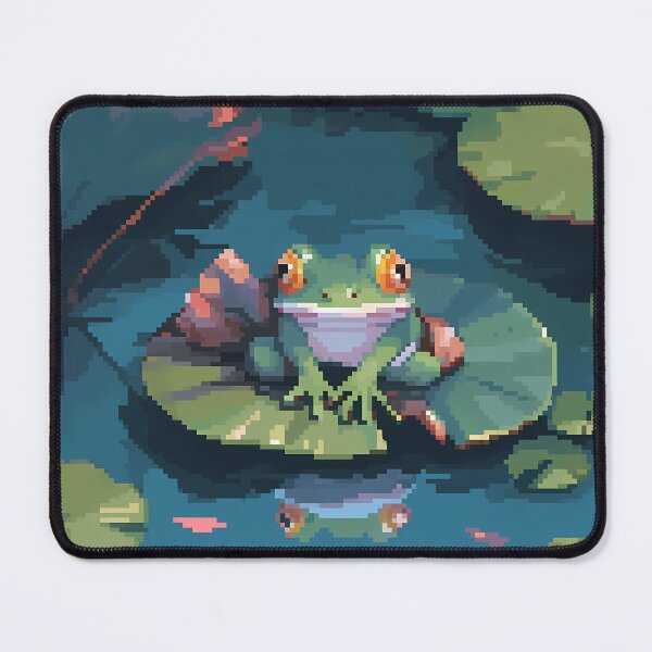Item preview, Frog sitting on a lily pad- pixel art designed and sold by octoboobs.