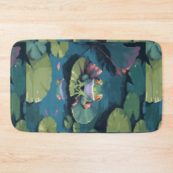 Item preview, Frog sitting on a lily pad- pixel art designed and sold by octoboobs.