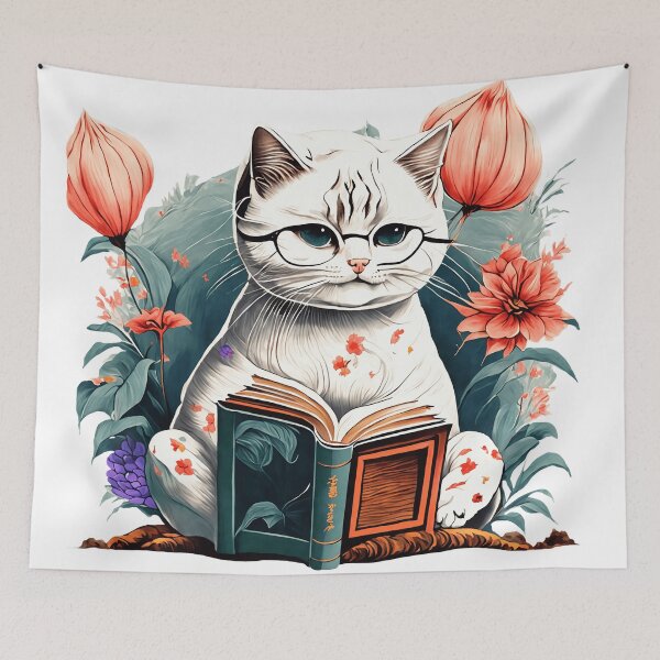 Item preview, White Cat Glasses Reading Book designed and sold by tsuttles.