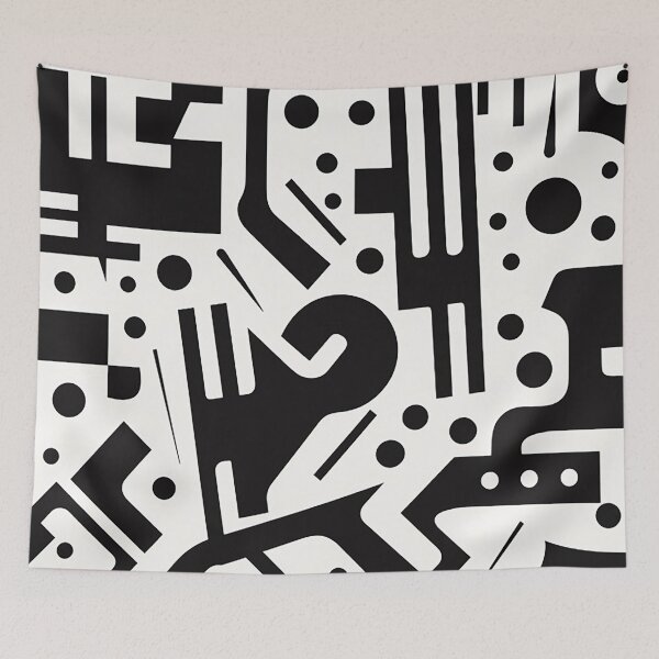 Item preview, Monochrome Geometry - Bold Abstract Shapes in Black and White designed and sold by PaintbrushPlace.
