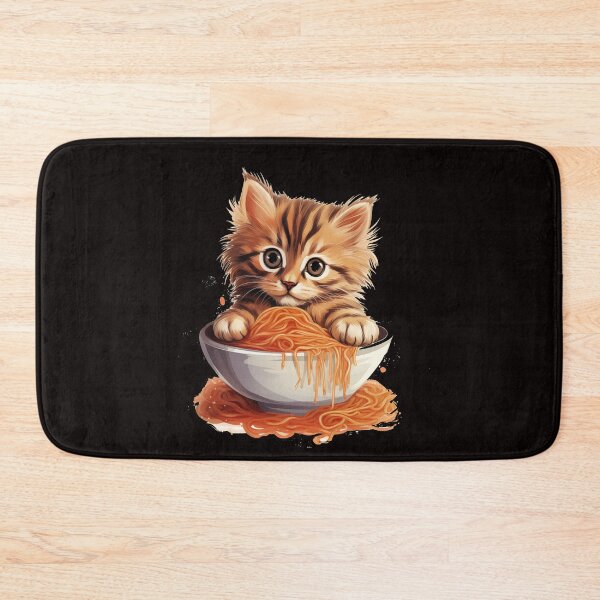 Aperçu de l'œuvre doux chaton mangeant des spaghettis créée et vendue par supersanko.