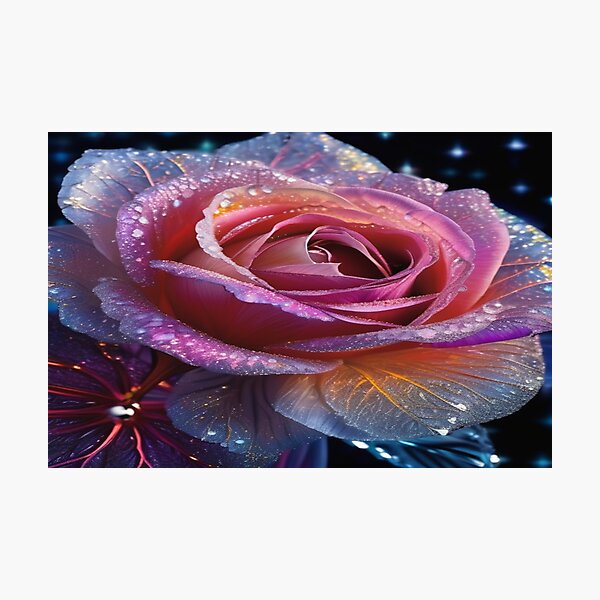 Aperçu de l'œuvre Rose avec diamants étincelants, style glace créée et vendue par ManthoDesign.